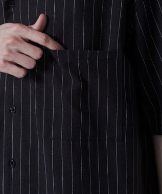 WEGO 【ユニセックス着用アイテム/手洗い可/SETUP可】リネンレーヨンオープンカラーシャツ（S） ダークグレー