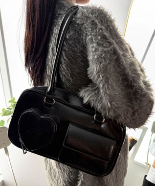 WEGO ハートポケットボストンバッグ ブラック