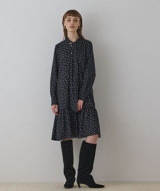 GRACE CONTINENTAL ランダムドットボウタイワンピース ブラック