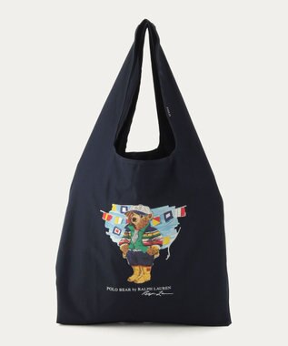 MOONBAT POLO RALPH LAUREN(ポロ ラルフローレン) SEASON BEAR ポロベア ポケッタブル レインバッグ 無地 ネイビーブルー