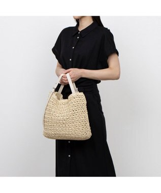 UNBILLION カシュカシュ cachecache / ベルトハンドル柄編トート ベージュ