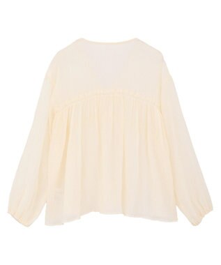 Green Parks Ｖネックフリルシアープリーツブラウス Off White