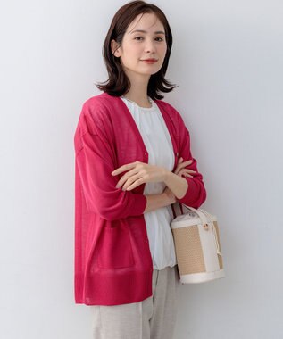 組曲 S 【先行予約】シアーニットVネック カーディガン チェリーローズ系