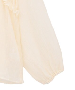 Green Parks Ｖネックフリルシアープリーツブラウス Off White