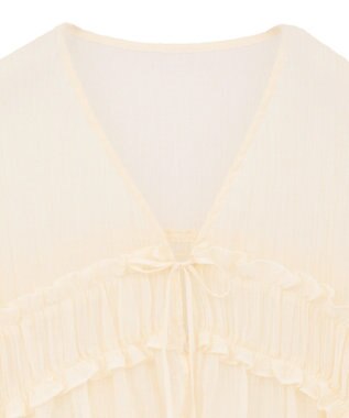 Green Parks Ｖネックフリルシアープリーツブラウス Off White