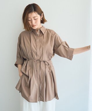 YECCA VECCA 【ORGABITS】タックロングシャツ Beige