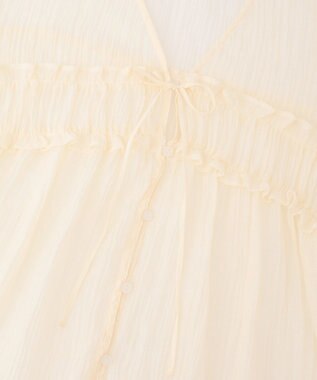 Green Parks Ｖネックフリルシアープリーツブラウス Off White