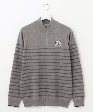 23区GOLF 【MEN】【手洗い可】コットンブレンド ハーフジップ ニット ライトグレー系