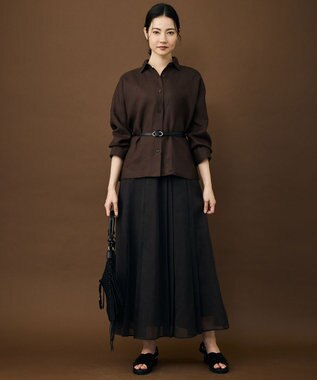 自由区 オーガンジープリーツ スカート ブラウン