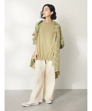 CRAFT STANDARD BOUTIQUE シルケット天竺　フロントギャザーＢＩＧ　Ｔｅｅ　Ｌ／Ｓ Light Khaki