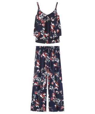 San-ai Resort（三愛水着楽園） 【SALE】ロングパンツセット水着　13L【Coral veil（コーラルヴェール）】 ネイビー