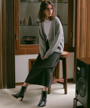 23区 【SLOW/セットアップ対応】マイクロエコフリース フレア スカート ブラック系