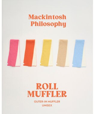MOONBAT MACKINTOSH PHILOSOPHY(マッキントッシュ フィロソフィー）【ギフトBOX付】ウール100％ リバーシブル ニット マフラー ユニセックス 日本製 オレンジ