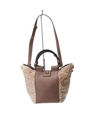 INTER-CHAUSSURES 【LORISTELLA】異素材コンビハンドバッグ ダークベージュコンビ