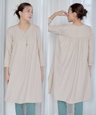 Tiaclasse 【洗える】バックギャザーハートネックAラインワンピース アイボリー