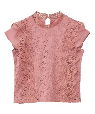 Green Parks ・Ｐｅｔｉｔ　Ｆｌｅｕｒ　フレンチレーシーブラウス Brown