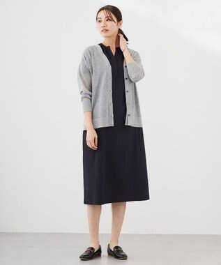 J.PRESS LADIES L 【WEB限定カラーあり・洗える】Vis/Peスパーク シアー カーディガン ライトグレー系