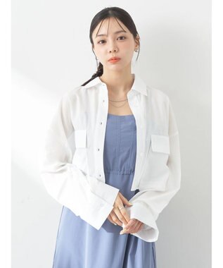 earth music&ecology ビッグポケットショートシャツ Off White