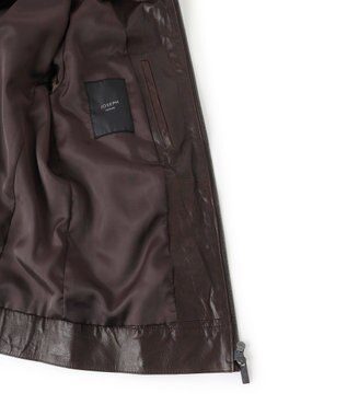 JOSEPH HOMME 【洗い加工】シュリンクエアレザー 　シングルライダースジャケット ダークブラウン系