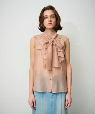 GRACE CONTINENTAL シアーボウタイノースリーブ ベージュ