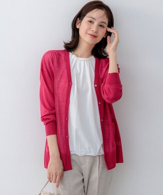 組曲 S 【先行予約】シアーニットVネック カーディガン チェリーローズ系