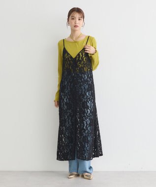 earth music&ecology 起毛レースレイヤードキャミワンピース Black