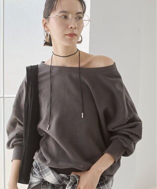 WEGO 【ANGIE VINTAGE/SETUP対応アイテム】オフショルダー裏毛スウェット スミクロ