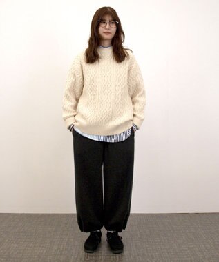 J.PRESS YORK STREET 【UNISEX】アランケーブル クルーネック ニット アイボリー系