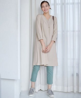 Tiaclasse 【洗える】バックギャザーハートネックAラインワンピース アイボリー