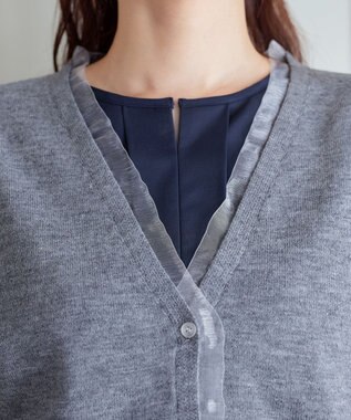 Tiaclasse 【洗える】オーガンジーラインカーディガン グレー