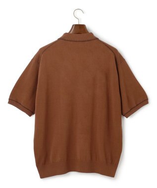 J.PRESS MEN 【WEB・一部店舗限定】Blancket Stitch Knit Polo ダークブラウン系