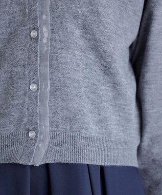 Tiaclasse 【洗える】オーガンジーラインカーディガン グレー