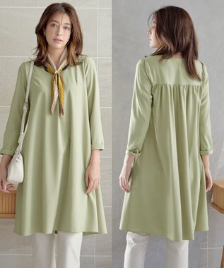 Tiaclasse 【洗える】バックギャザーハートネックAラインワンピース ミント