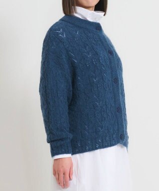 muuc アルパカモヘヤ模様編みカーディガン ブルーグレー