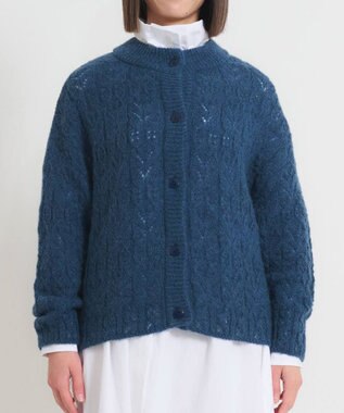 muuc アルパカモヘヤ模様編みカーディガン ブルーグレー