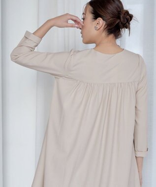 Tiaclasse 【洗える】バックギャザーハートネックAラインワンピース アイボリー