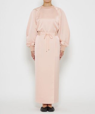 uncrave 【洗濯機洗い可】サテン ドロストスカート（uncrave WHITE） ベビーピンク