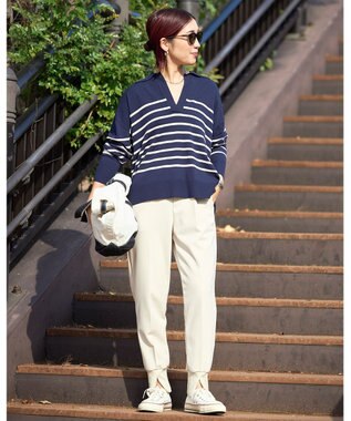 UNFILO マイビューティ スキッパーニット ネイビー×アイボリー