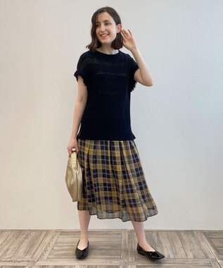 自由区 【WEB限定】シアーチェック ギャザースカート ネイビー系5