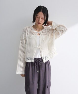 Green Parks Ｉ　前後２ｗａｙ　メッシュショート丈カーディガン Orange