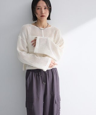 Green Parks Ｉ　前後２ｗａｙ　メッシュショート丈カーディガン Orange