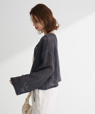 Green Parks Ｉ　前後２ｗａｙ　メッシュショート丈カーディガン Orange