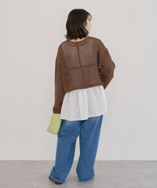 Green Parks Ｉ　前後２ｗａｙ　メッシュショート丈カーディガン Orange