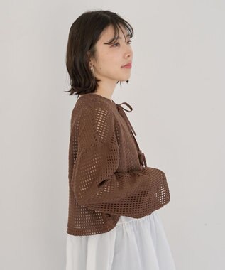 Green Parks Ｉ　前後２ｗａｙ　メッシュショート丈カーディガン Orange