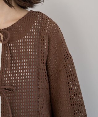 Green Parks Ｉ　前後２ｗａｙ　メッシュショート丈カーディガン Orange