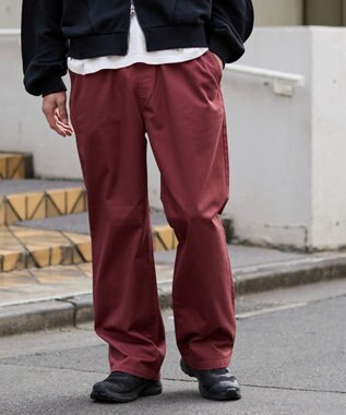 WEGO 【ユニセックス着用ITEM/XSSMLサイズ展開/ウエストゴム】ユルフィットコットンイージーパンツ レッドその他