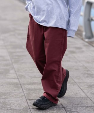 WEGO 【ユニセックス着用ITEM/XSSMLサイズ展開/ウエストゴム】ユルフィットコットンイージーパンツ レッドその他