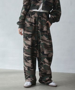 WEGO 【ウエストゴム/XSSMサイズ展開】スウェットワイドパンツ 柄1