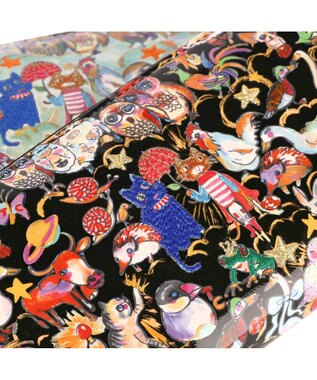 tsumori chisato CARRY 森のどうぶつたち ラウンドファスナー長財布 ブラック