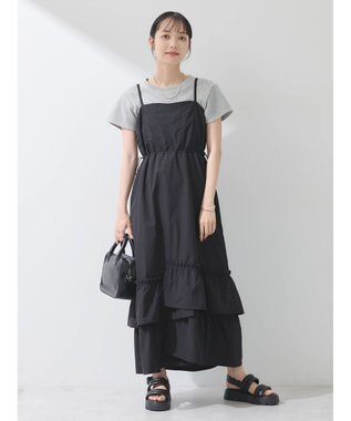 earth music&ecology ドロストティアードキャミワンピース Black